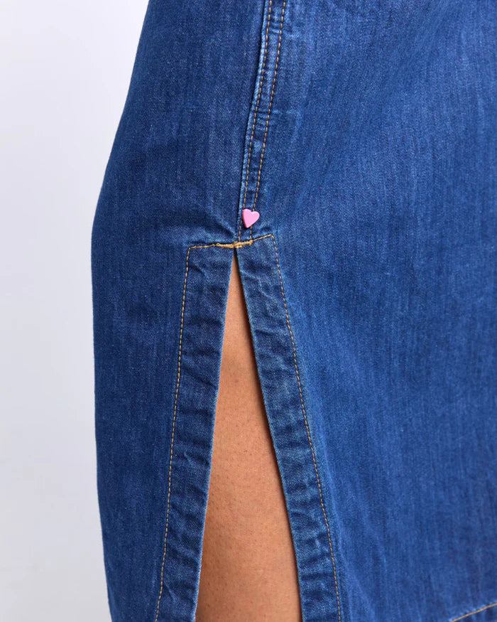 Clover Midi Denim Skirt Blue