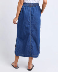 Clover Midi Denim Skirt Blue