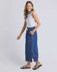 Clover Midi Denim Skirt Blue