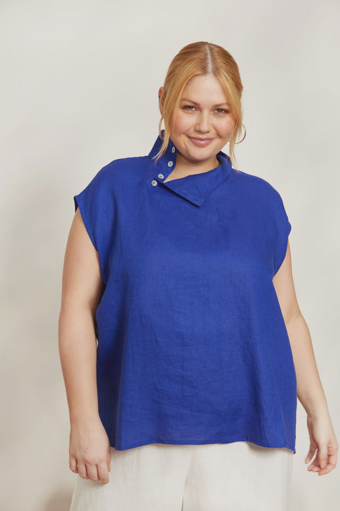 Halcyon Button Top Cobalt