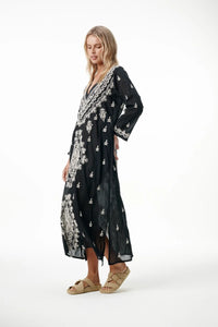 Long Goa Dress Black Cream
