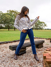 Gabrielle Striped Knit Jacket Ivory