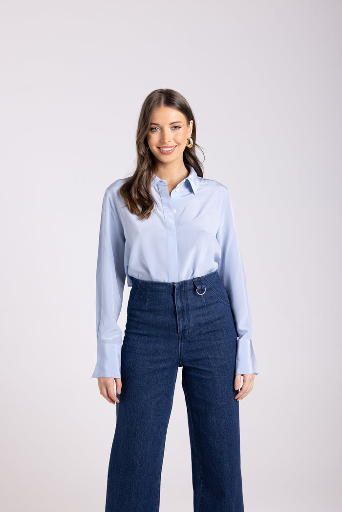 Silk Shirt Powder Blue