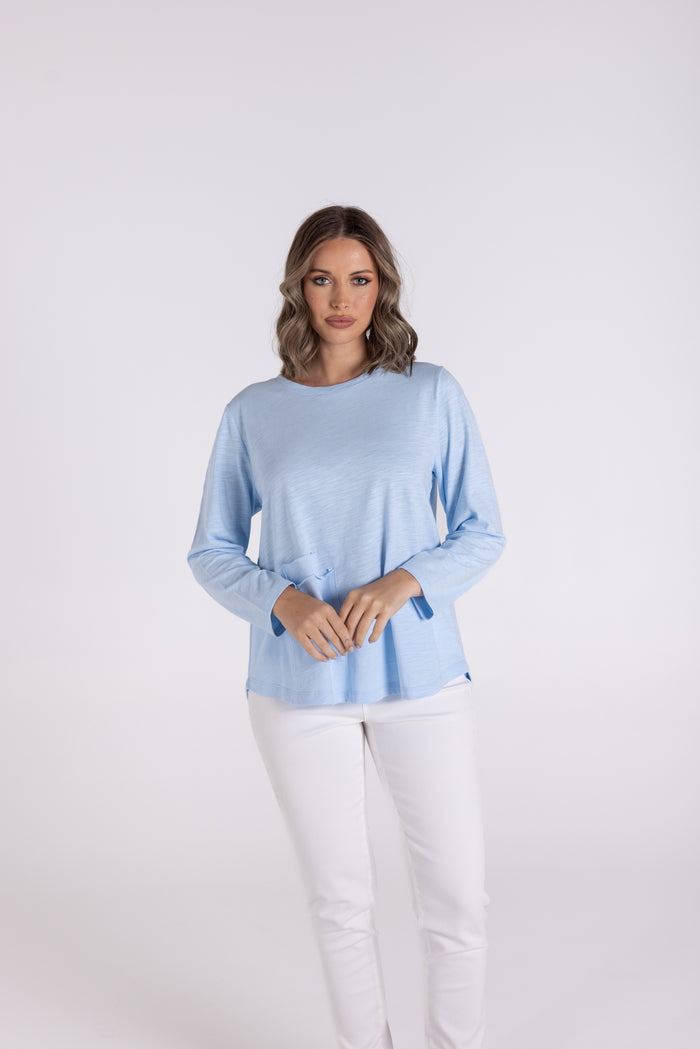 Crew T w Pocket Blue