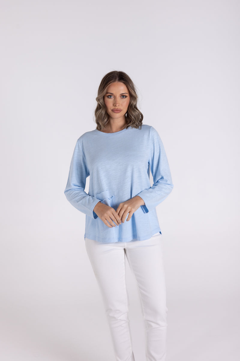 Crew T w Pocket Blue