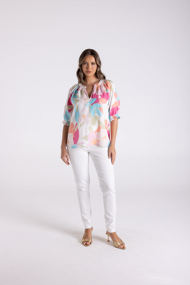 Anna Print Keyhole Top