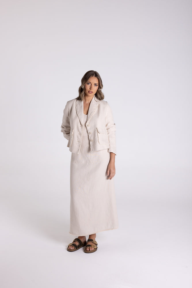 Fringed Cropped Jacket Natural
