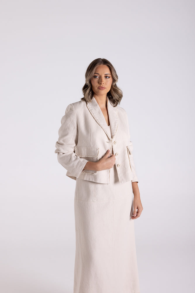Fringed Cropped Jacket Natural