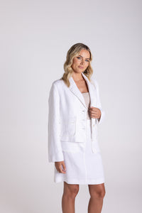 Fringed Cropped Jacket White