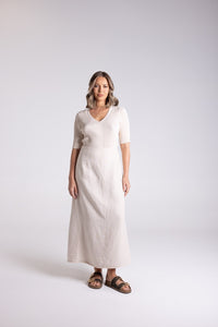 Linen Tweed Midi Skirt Natural