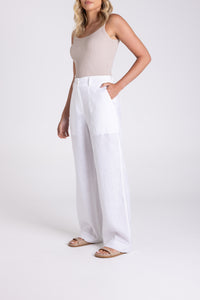 Wide Leg Linen Pant White