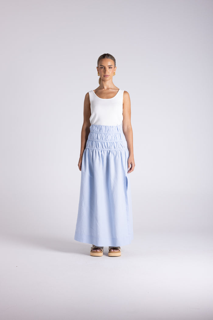 Gathered Midi Skirt Cornflower