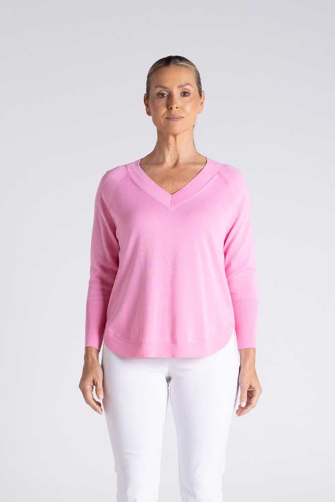 Raglan V Neck Top Pink