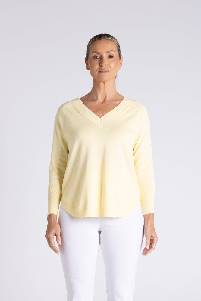 Raglan V Neck Top Lemon