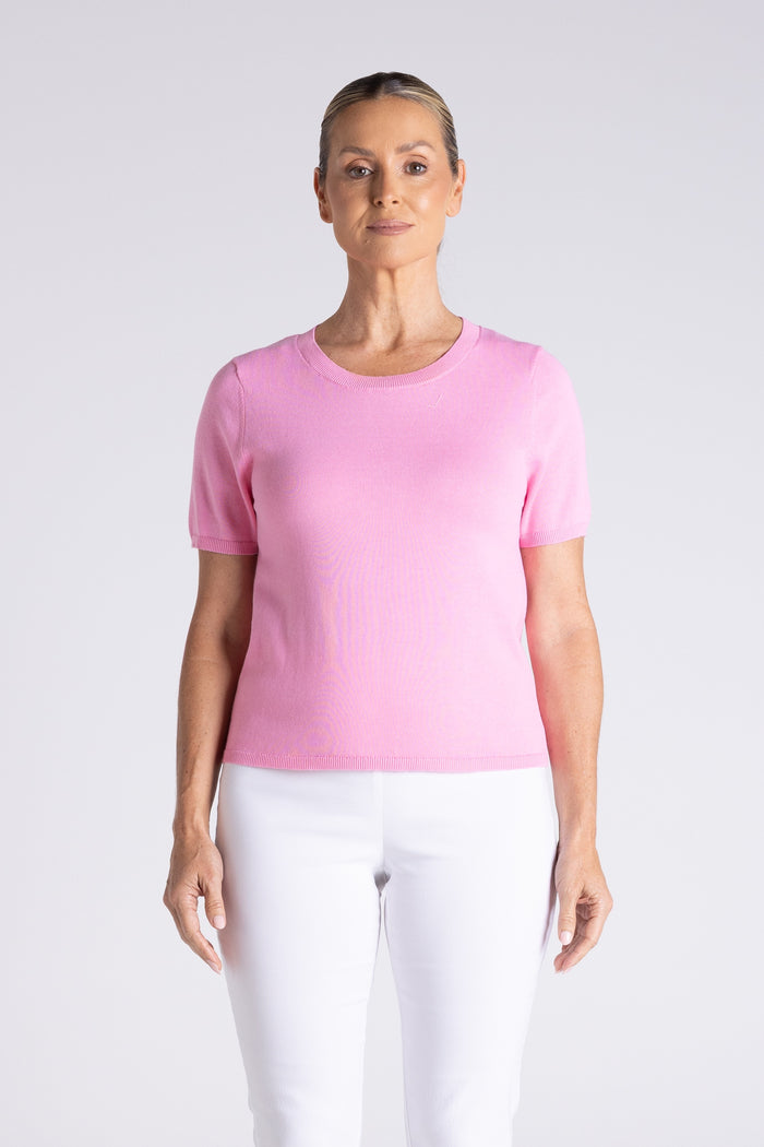Cotton Knit Shirt Fluro Pink