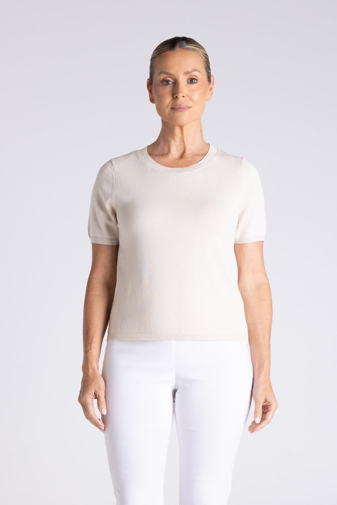 Cotton Knit Shirt Straw
