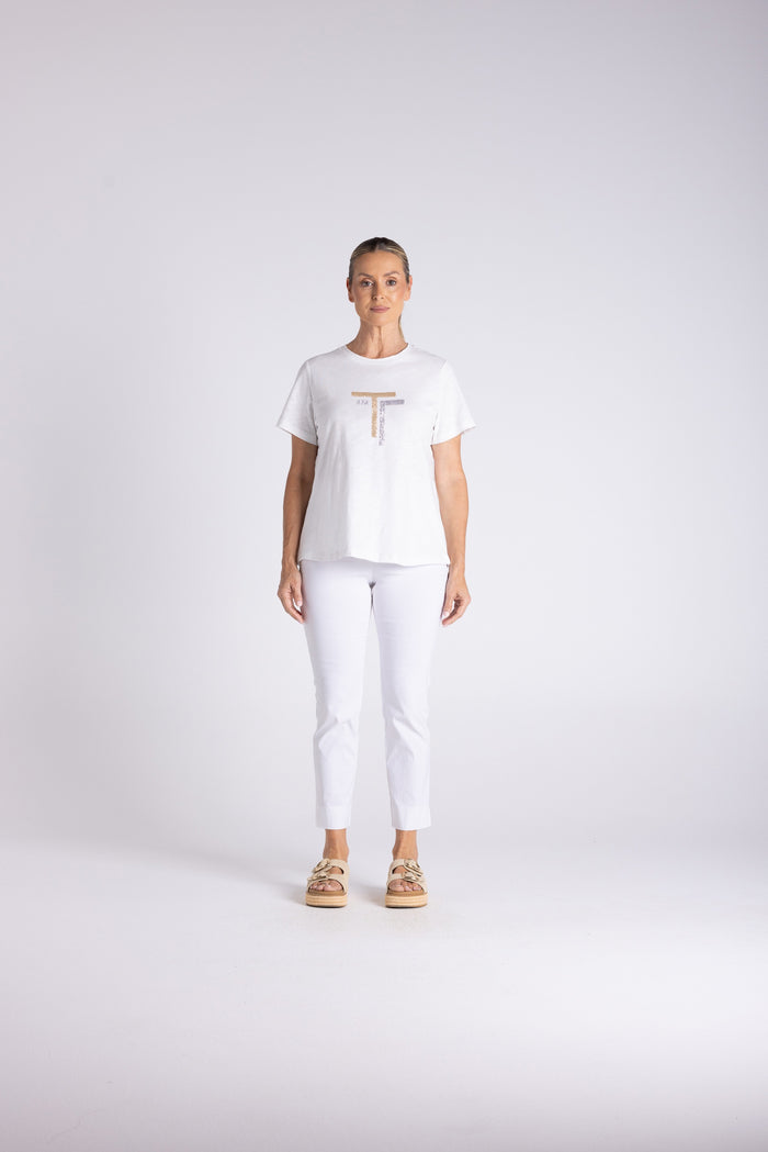 Crew Neck Logo Tee White
