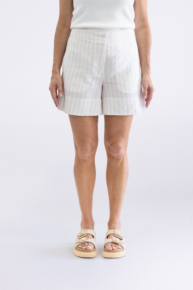 Amelia Stripe Short Straw White