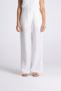 Wide Leg Linen Pant White