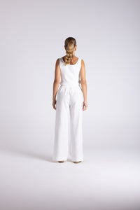 Wide Leg Linen Pant White