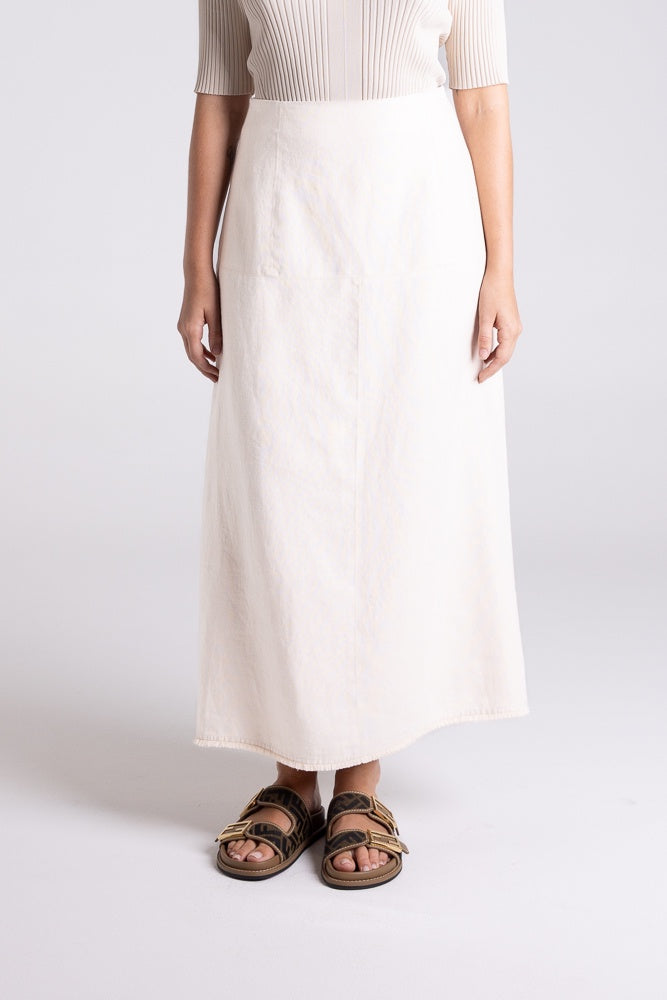 Tweed Linen Midi Skirt Milk