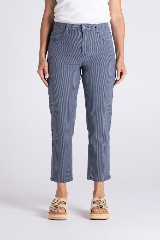Mini Stripe 7/8 Slim Jean Navy White