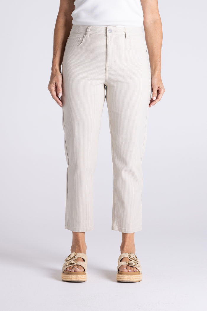 Mini Stripe 7/8 Slim Staw White