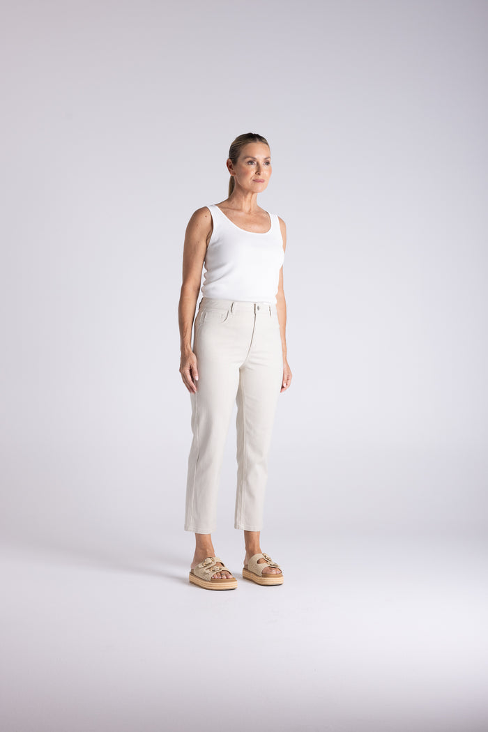 Mini Stripe 7/8 Slim Staw White