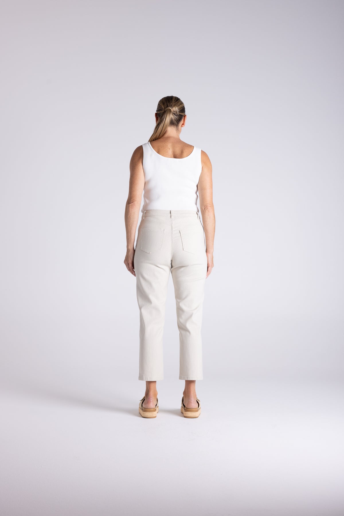 Mini Stripe 7/8 Slim Staw White