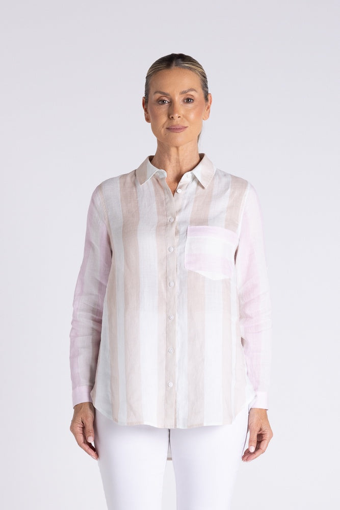 Candy Stripe Oversize Shirt Soft Pink