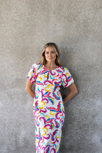 Carnival Print Midi Dress
