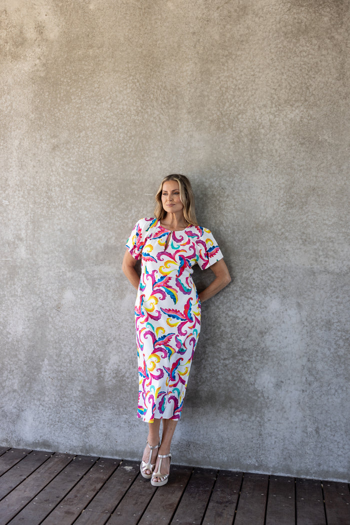 Carnival Print Midi Dress