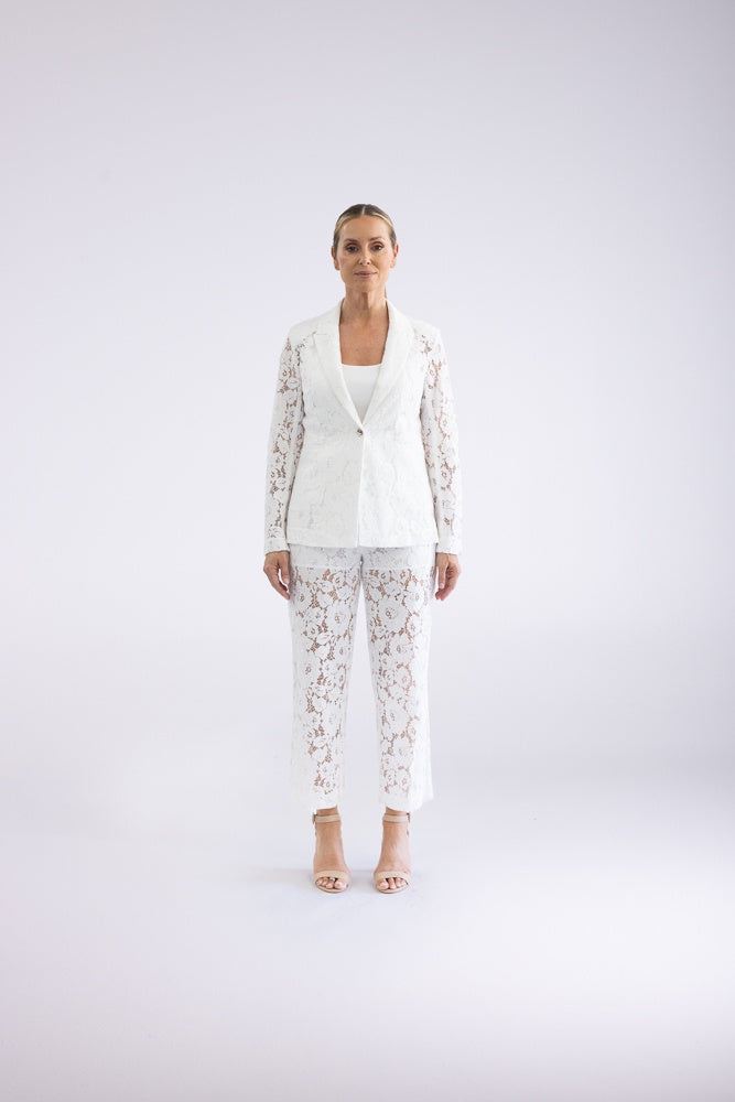 Lace Blazer White