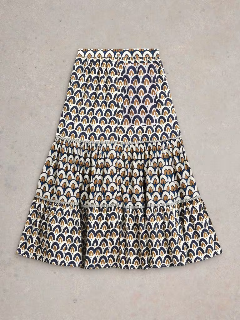 Ariel Print Midi Skirt