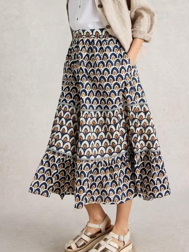 Ariel Print Midi Skirt