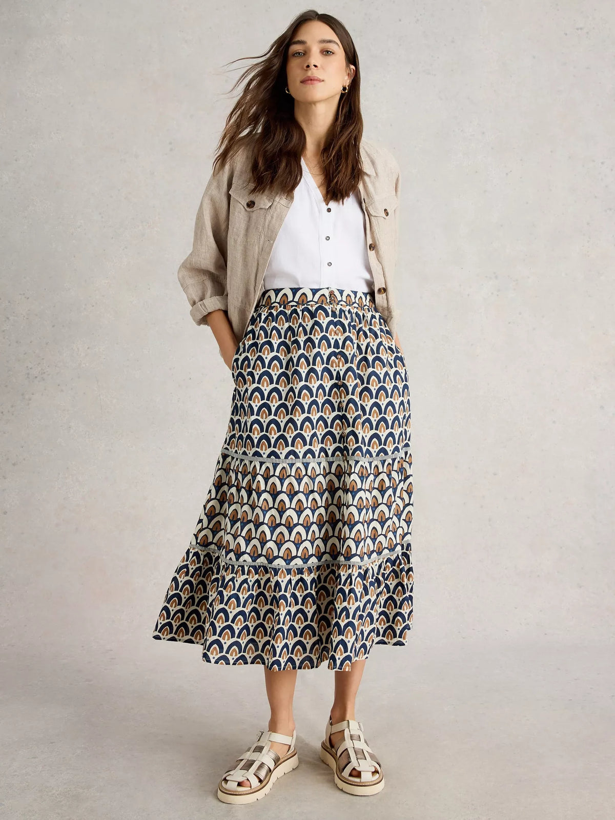Ariel Print Midi Skirt