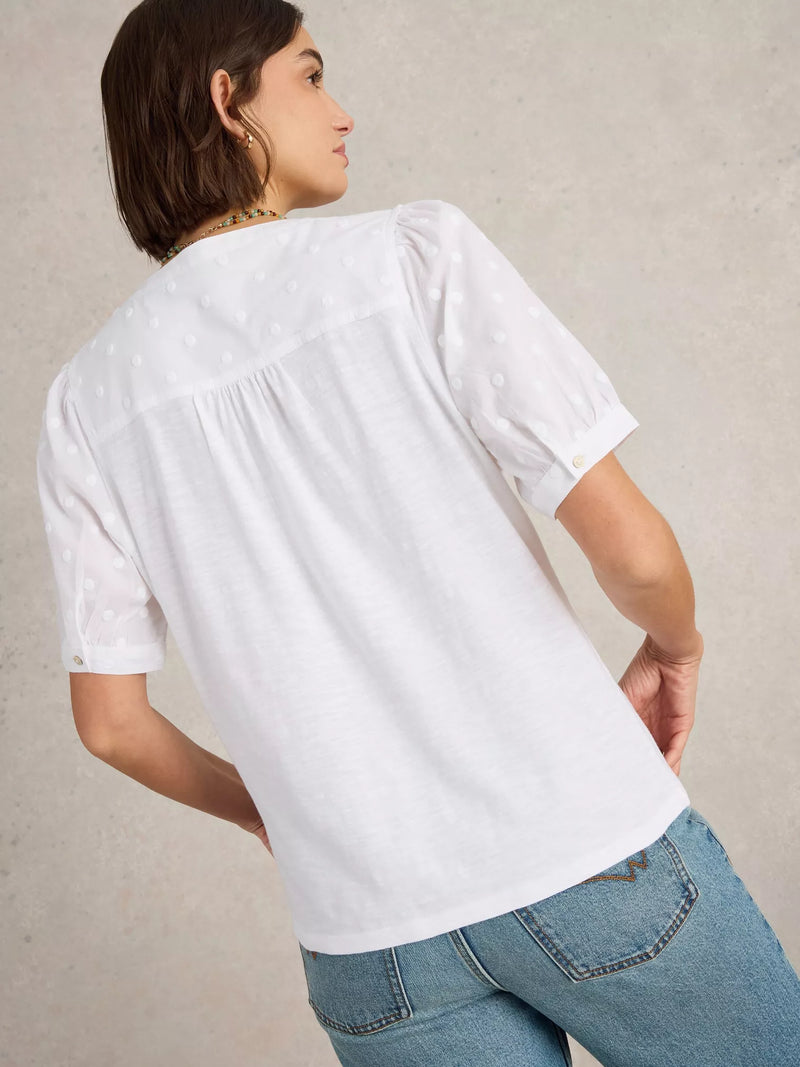 Ellie Broderie Top White