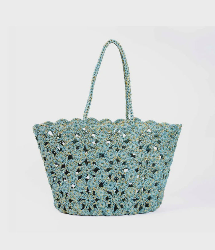 Jane Blue Gold Crochet Basket