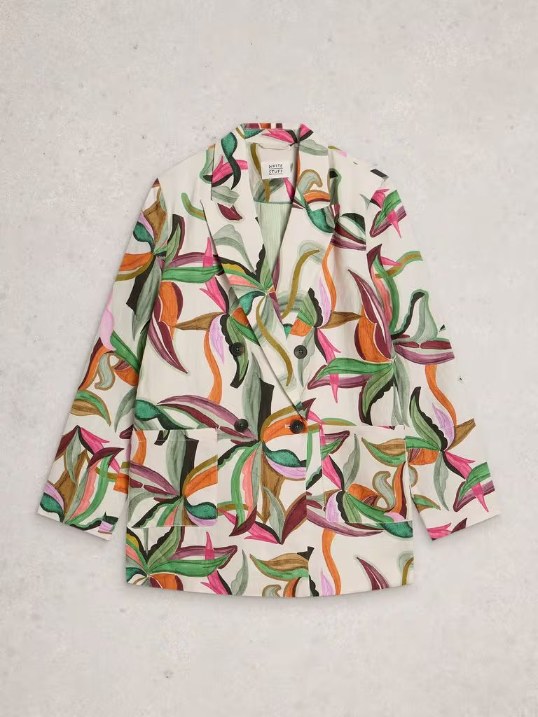 Sasha Linen Blazer Print