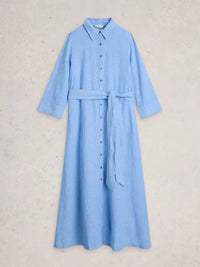 Soma Linen Shirt Dress Chambray Blue