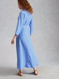 Soma Linen Shirt Dress Chambray Blue