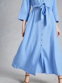 Soma Linen Shirt Dress Chambray Blue
