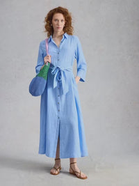 Soma Linen Shirt Dress Chambray Blue