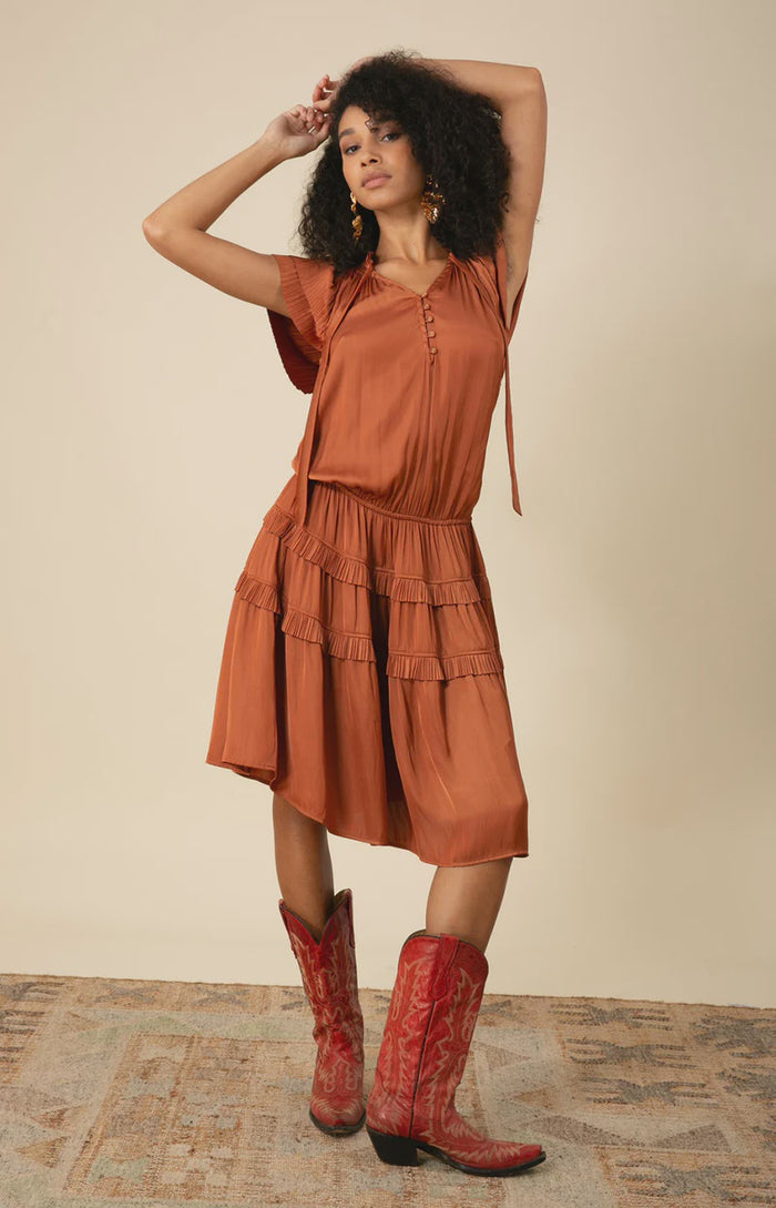 Alexandria Midi Dress Rust