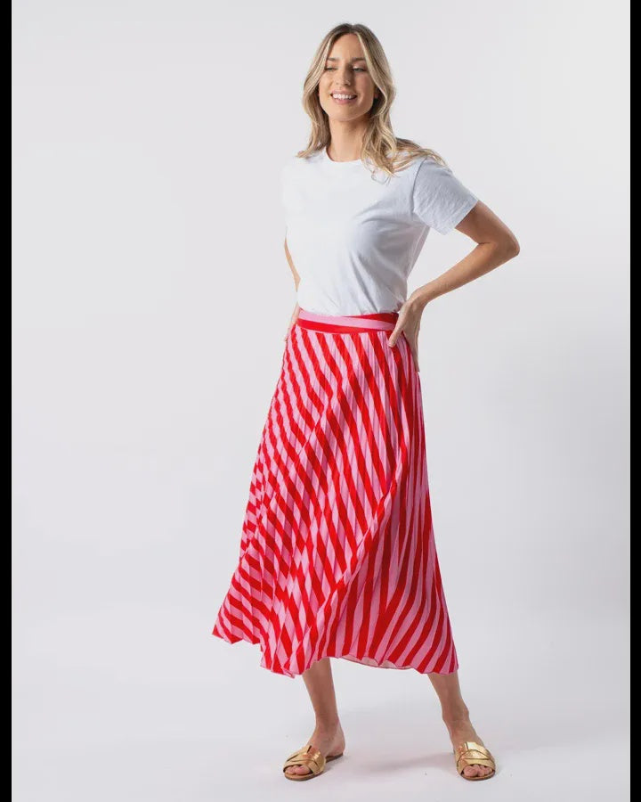 Bridgette Skirt Pink Red Stripe