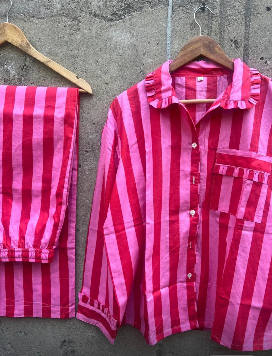 Molly Red Pink Stripe PJ Set