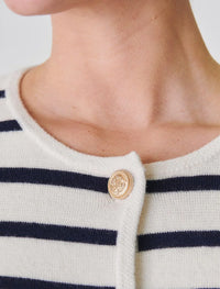 Gabrielle Striped Knit Jacket Ivory