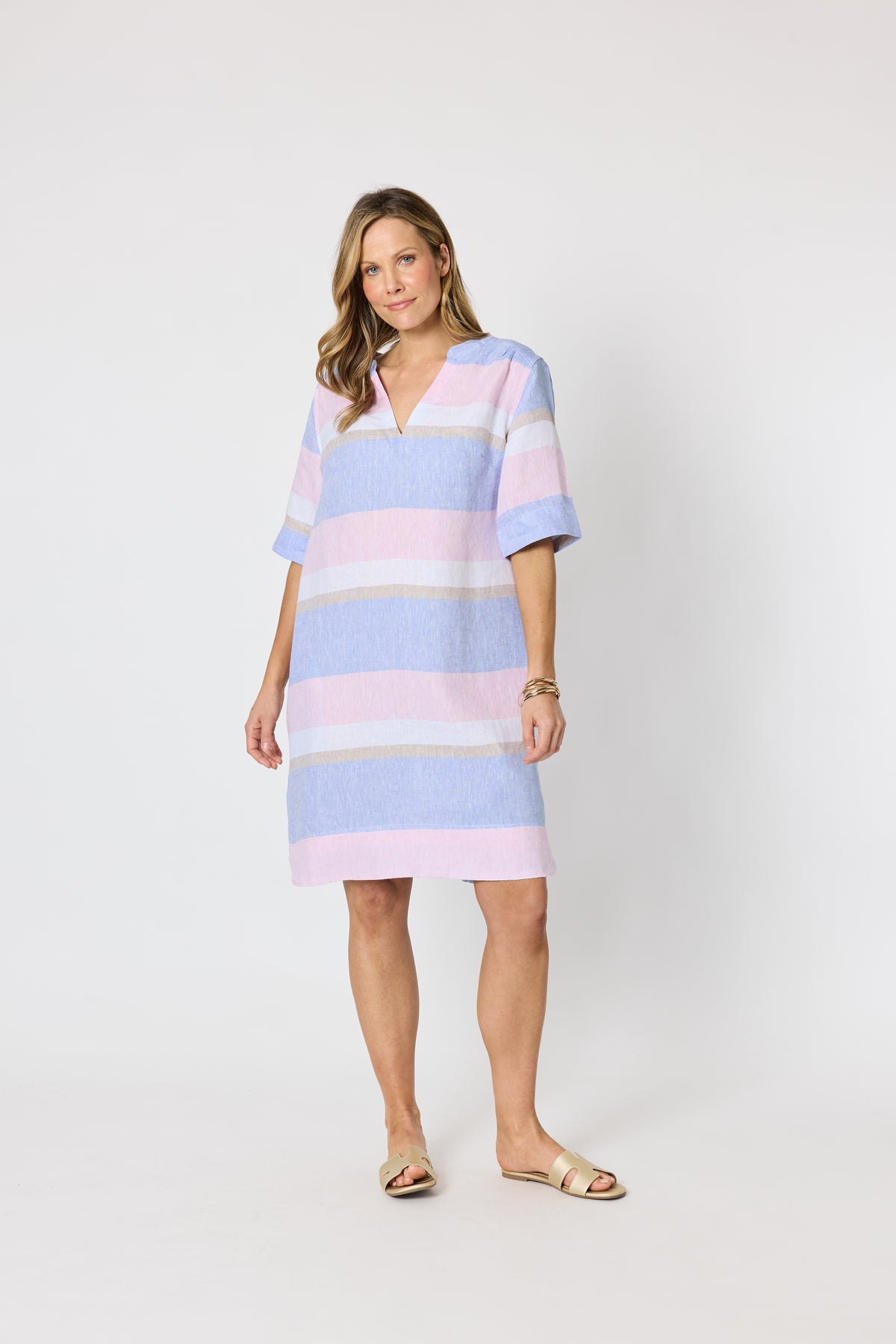 Paros Stripe Dress Sky