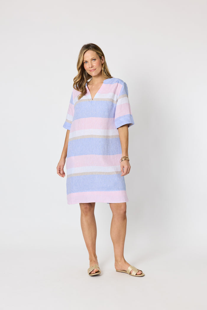 Paros Stripe Dress Sky