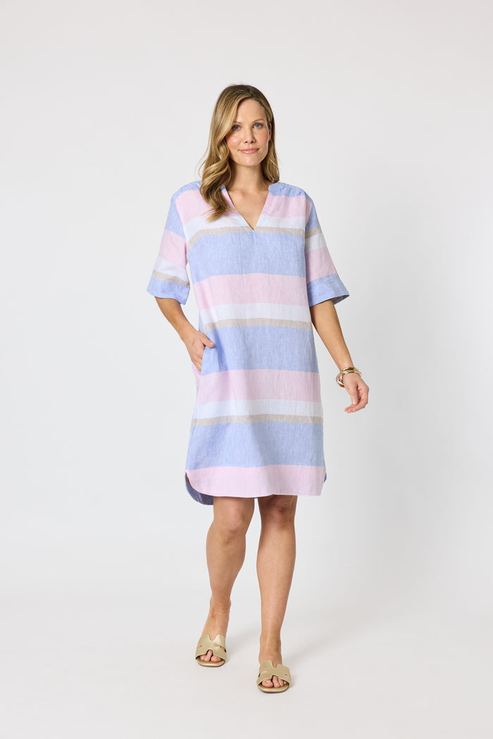 Paros Stripe Dress Sky